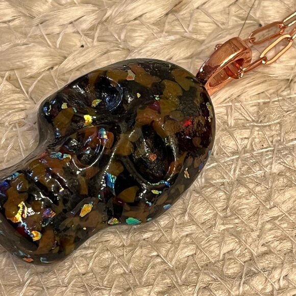 Dichroic Glass Skull Pendants - Picture 4 of 14